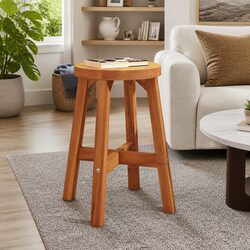 Warm Wooden Stool in Brown - 38x38x45cm Acacia