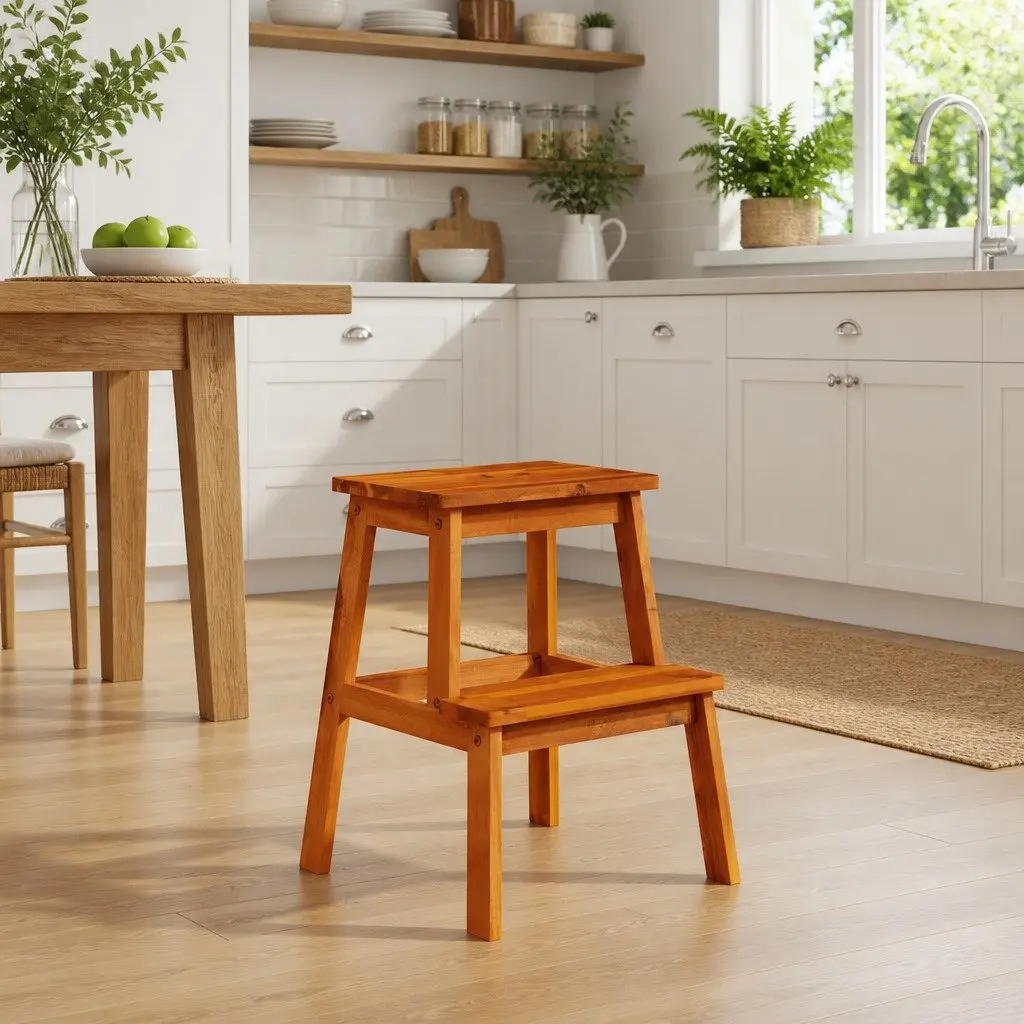 2 Step Stool Made from Solid Acacia Wood