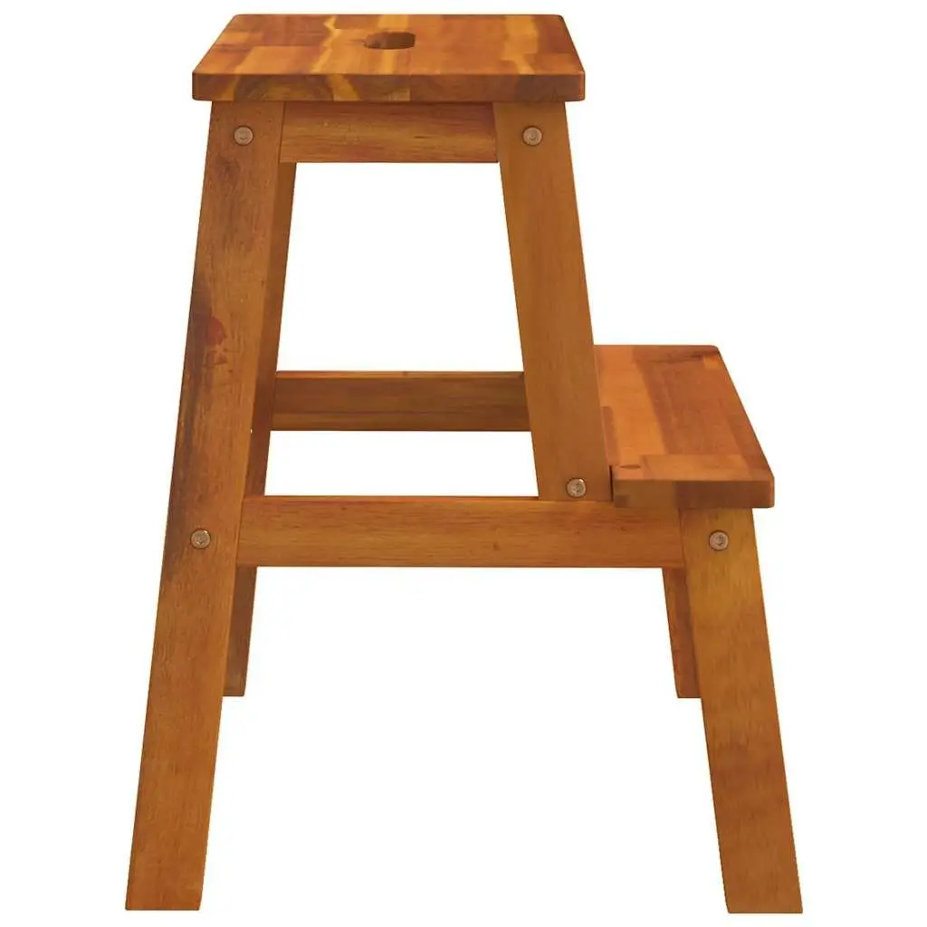 2 Step Stool Wooden Kitchen Bathroom Stepping Stool Brown