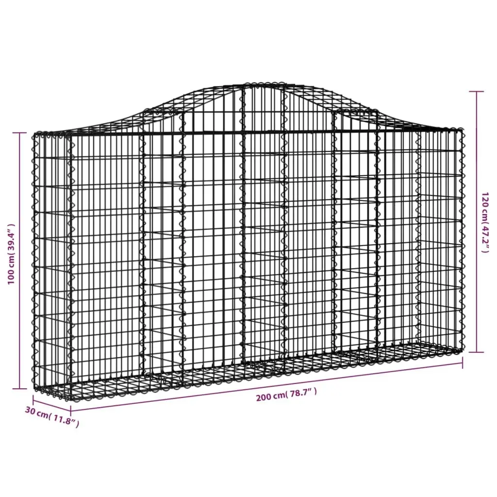 Arched Gabion Basket Garden Barrier Retaining Wall Decorative Outdoor Planter 200x30x100120cm Silver