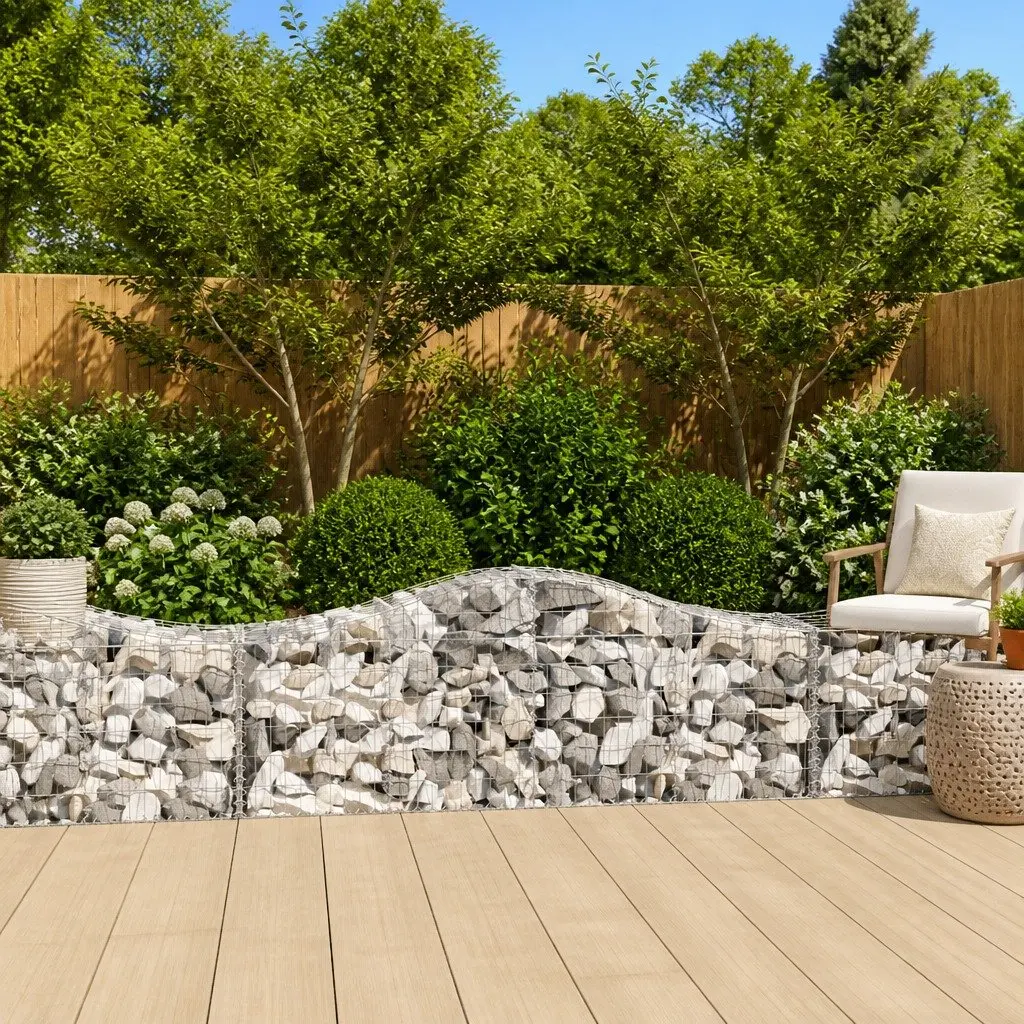 Arched Gabion Basket Garden Barrier 200x50x60/80 cm Silver