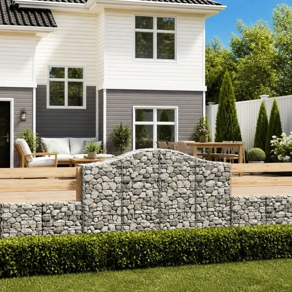 Arched Gabion Basket Garden Barrier Retaining Wall 200x50x120140cm Silver