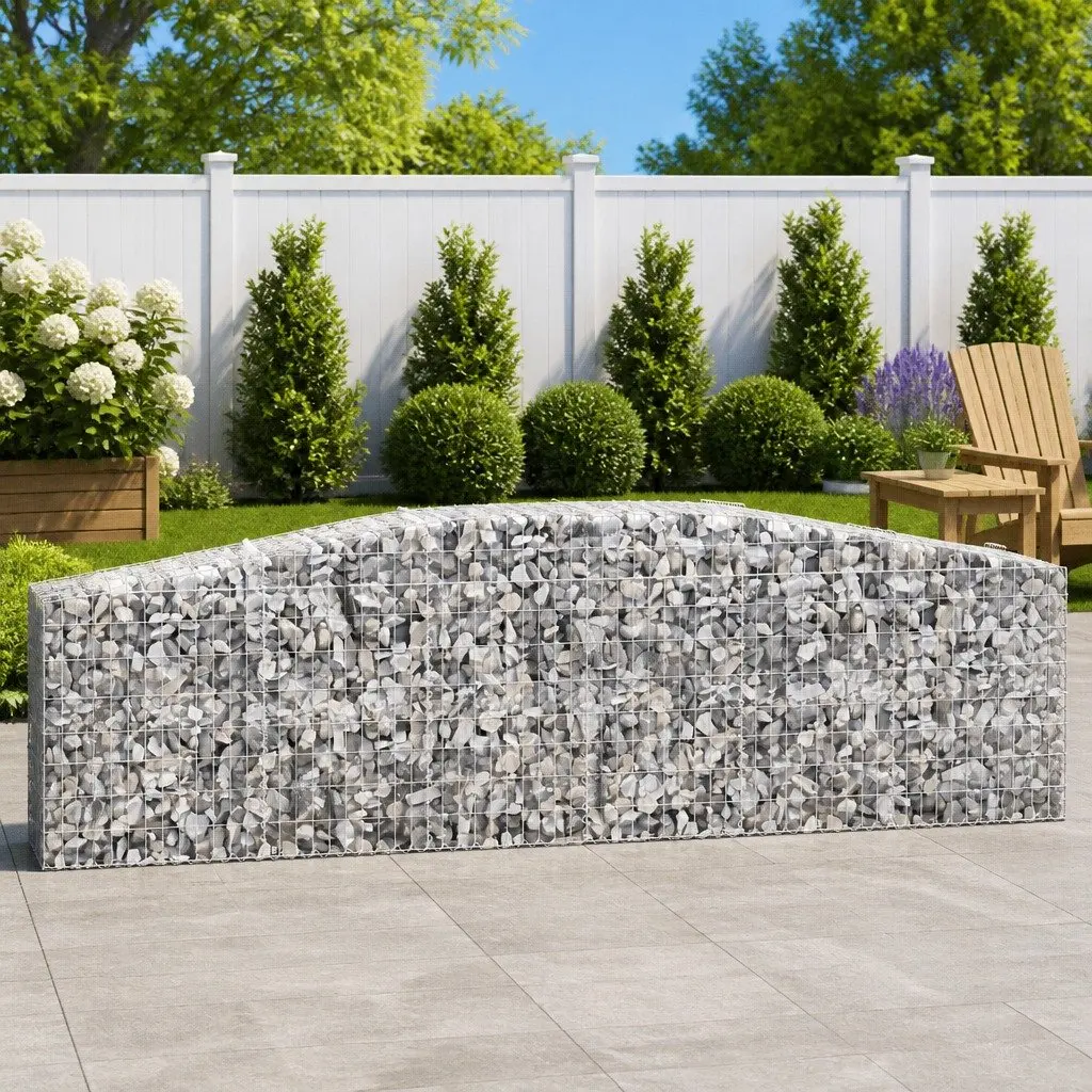 Arched Gabion Basket Garden Barrier 400x50x80/100 cm Silver