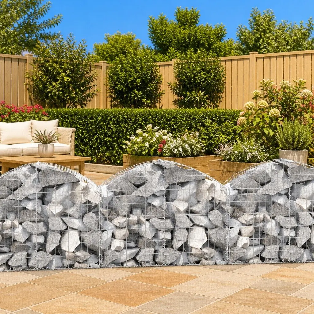 Gabion Basket Garden Barrier Retaining Wall Outdoor Planter 100 x 30 x 60 80 cm Silver