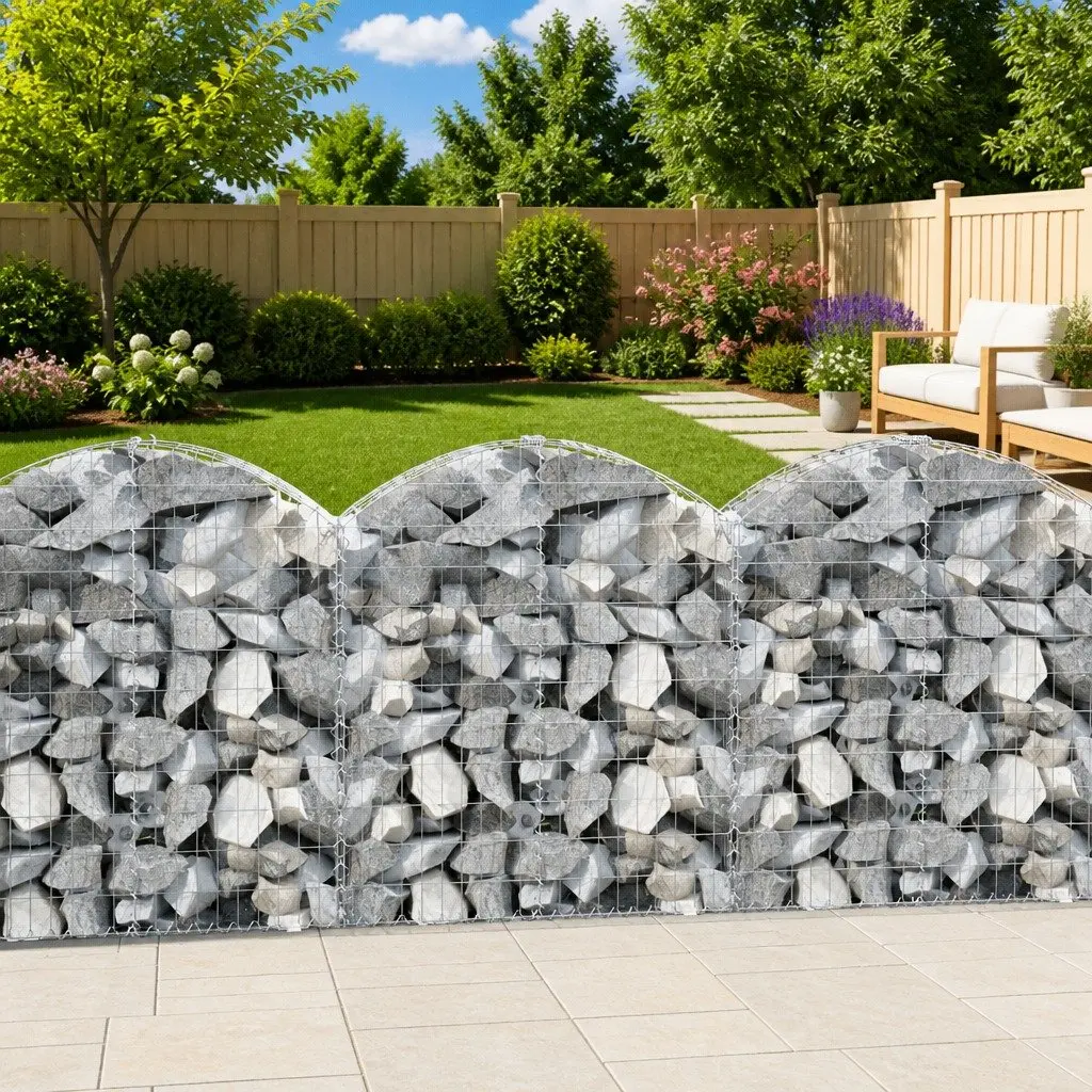Arched Gabion Basket Garden Barrier 100x30x100120 cm Silver