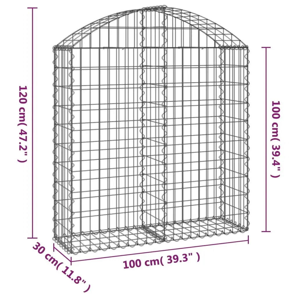 Arched Gabion Basket Garden Barrier 100x30x100120 cm Silver