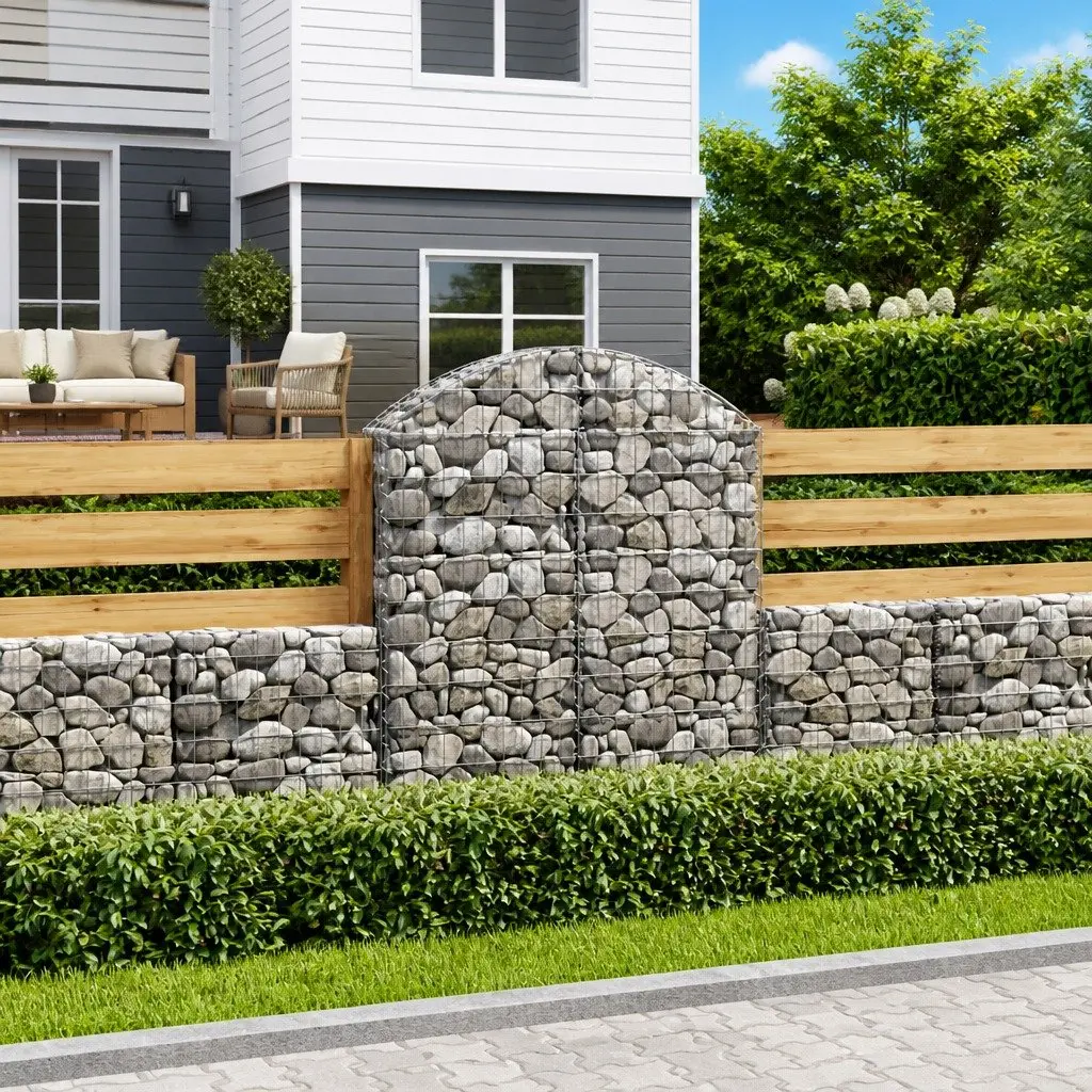 Arched Gabion Basket Garden Barrier 100x30x120140 cm Decorative Silver