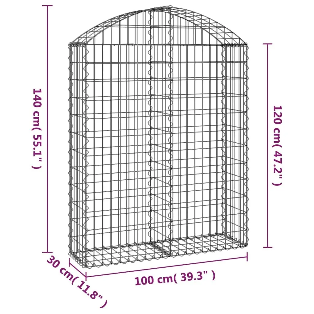 Arched Gabion Basket Garden Barrier 100x30x120140 cm Decorative Silver