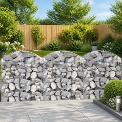 Reliable Arched Gabion Basket 100x50x100/120 cm in Silver