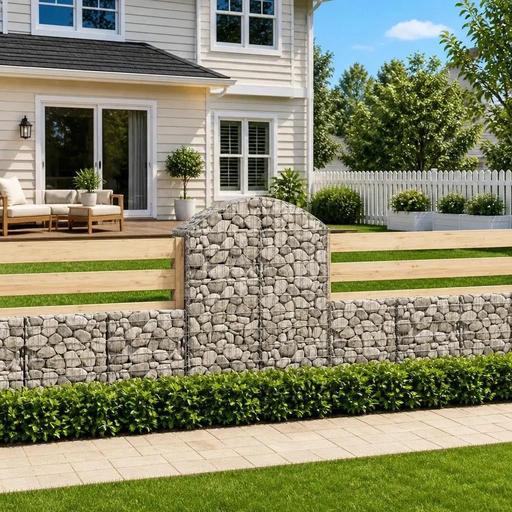 Gabion Basket Garden Barrier 100x50x120140 cm Decorative Silver