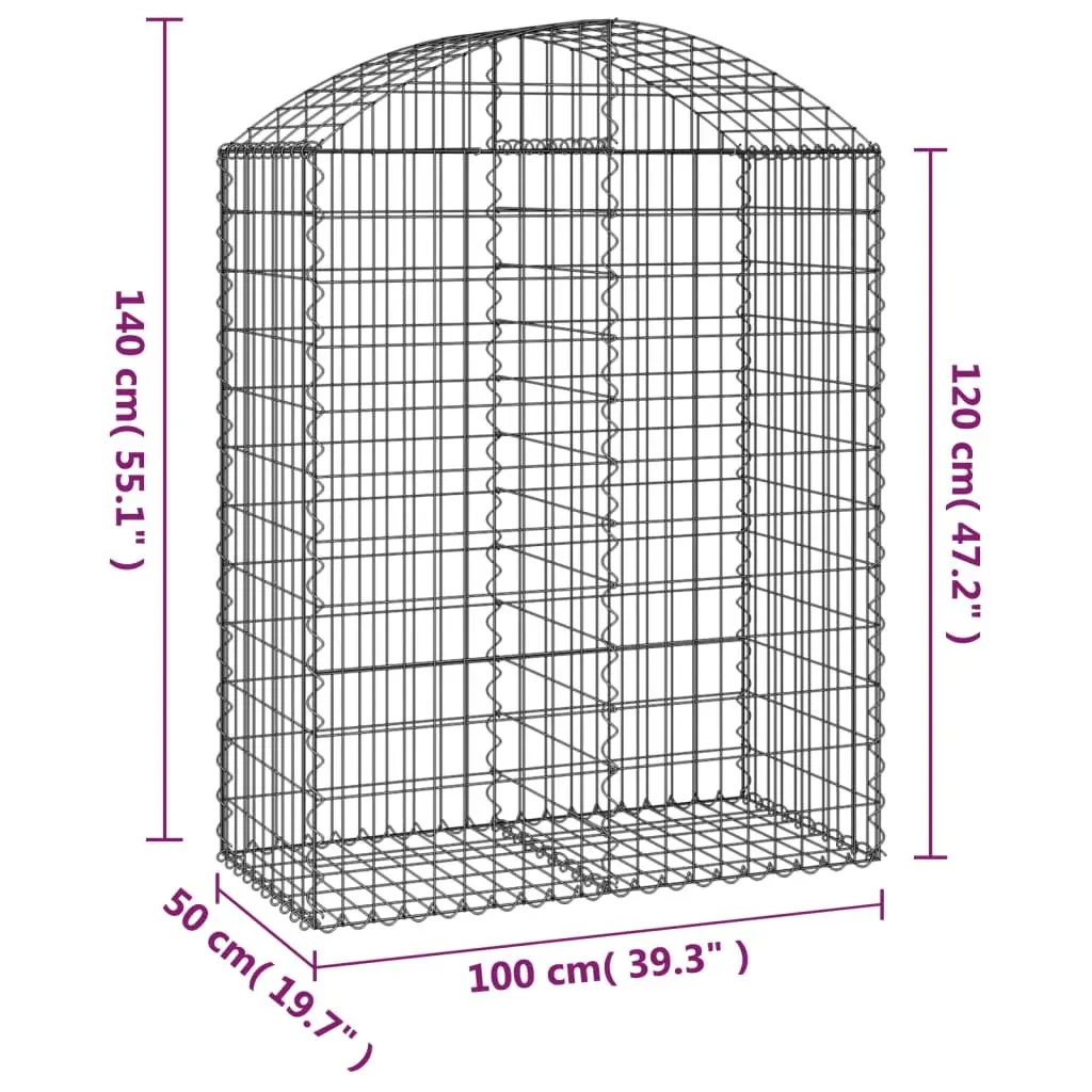 Gabion Basket Garden Barrier 100x50x120140 cm Decorative Silver