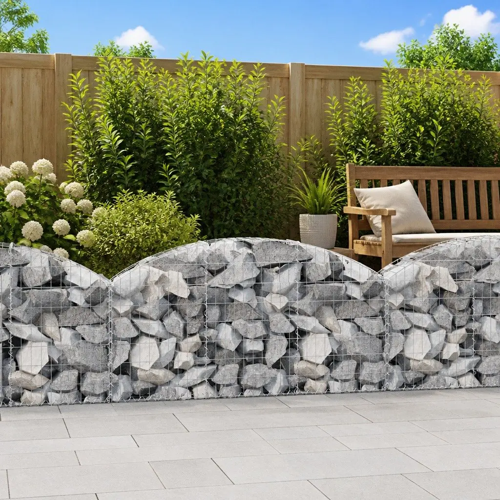 Arched Gabion Basket Garden Barrier 150x30x60 Silver