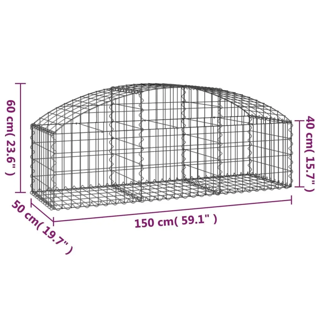 Arched Gabion Basket Garden Barrier 150x50x40/60 cm Silver