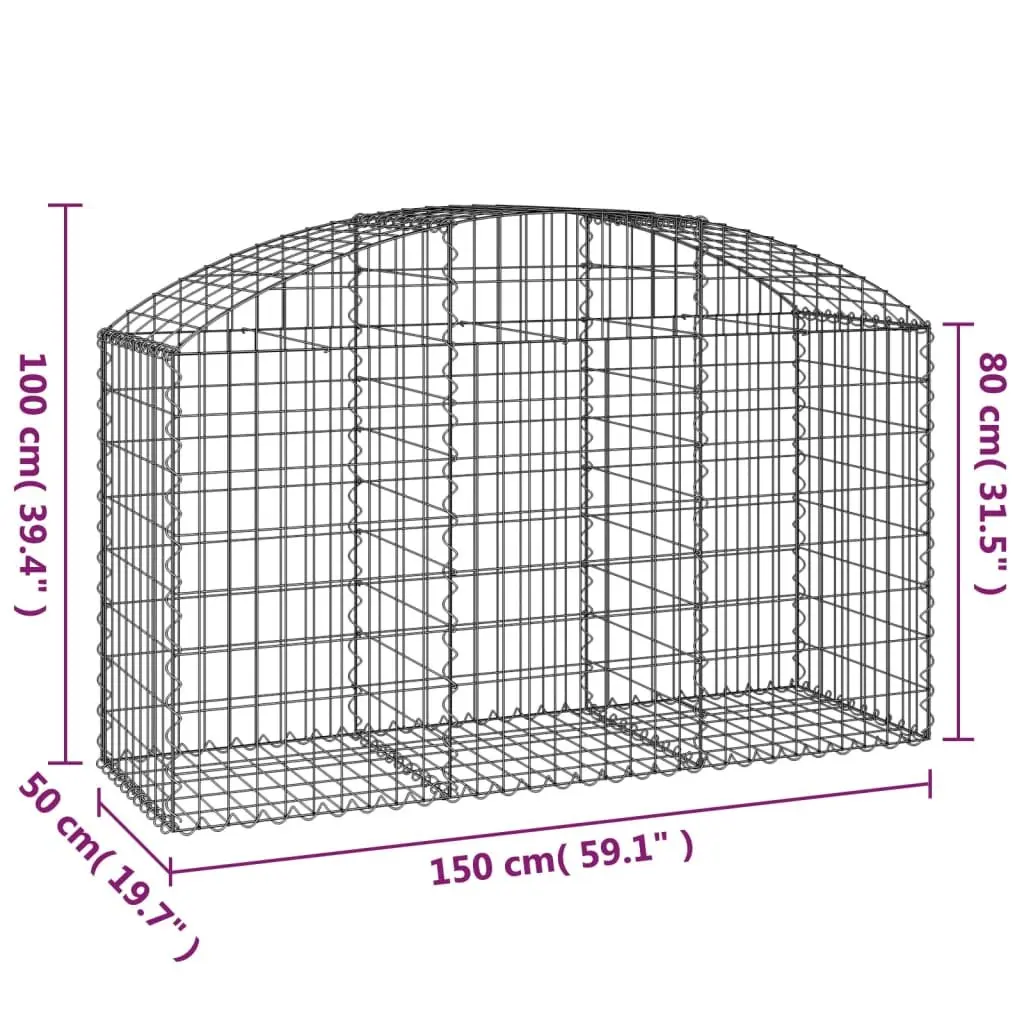Arched Gabion Basket Garden Barrier Retaining Wall Decorative Outdoor 150 x 50 x 80/100 cm Silver