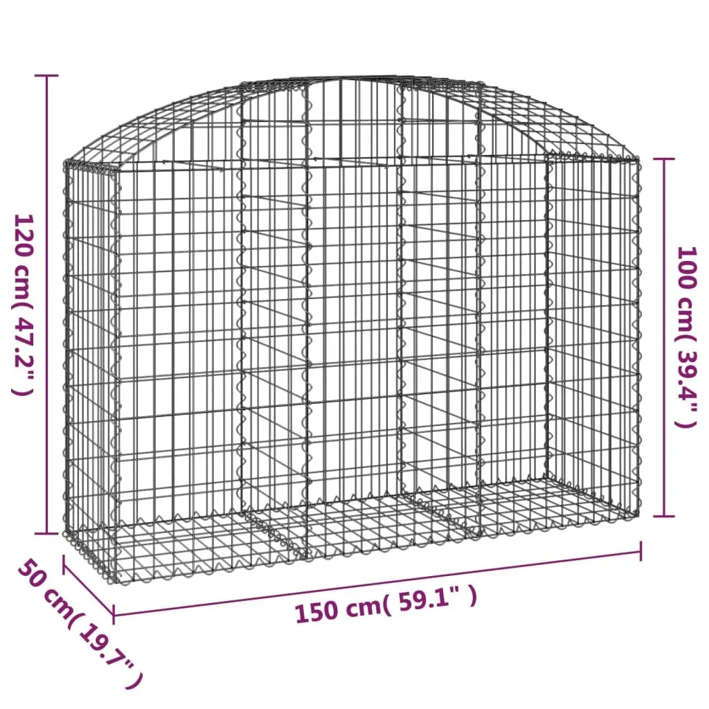 Arched Gabion Basket Garden Barrier Retaining Wall 150 x 50 x 100120 cm Silver