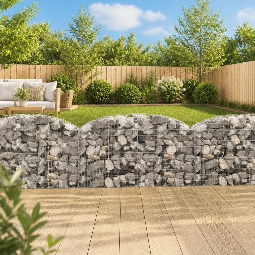 Arched Gabion Basket Garden Decorative Retaining Wall 200x30x100120 cm Silver