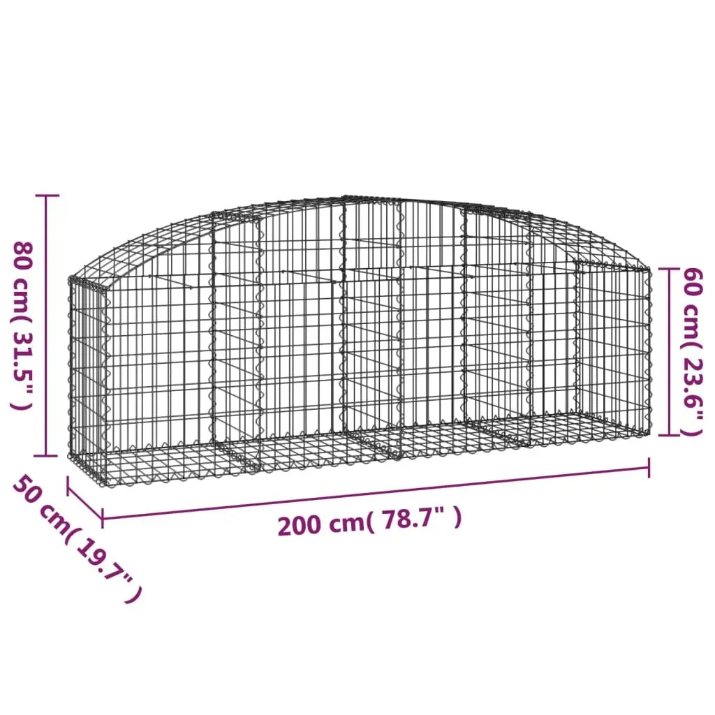 Gabion Basket Garden Barrier 200x50x60cm Silver Decorative Retaining Wall