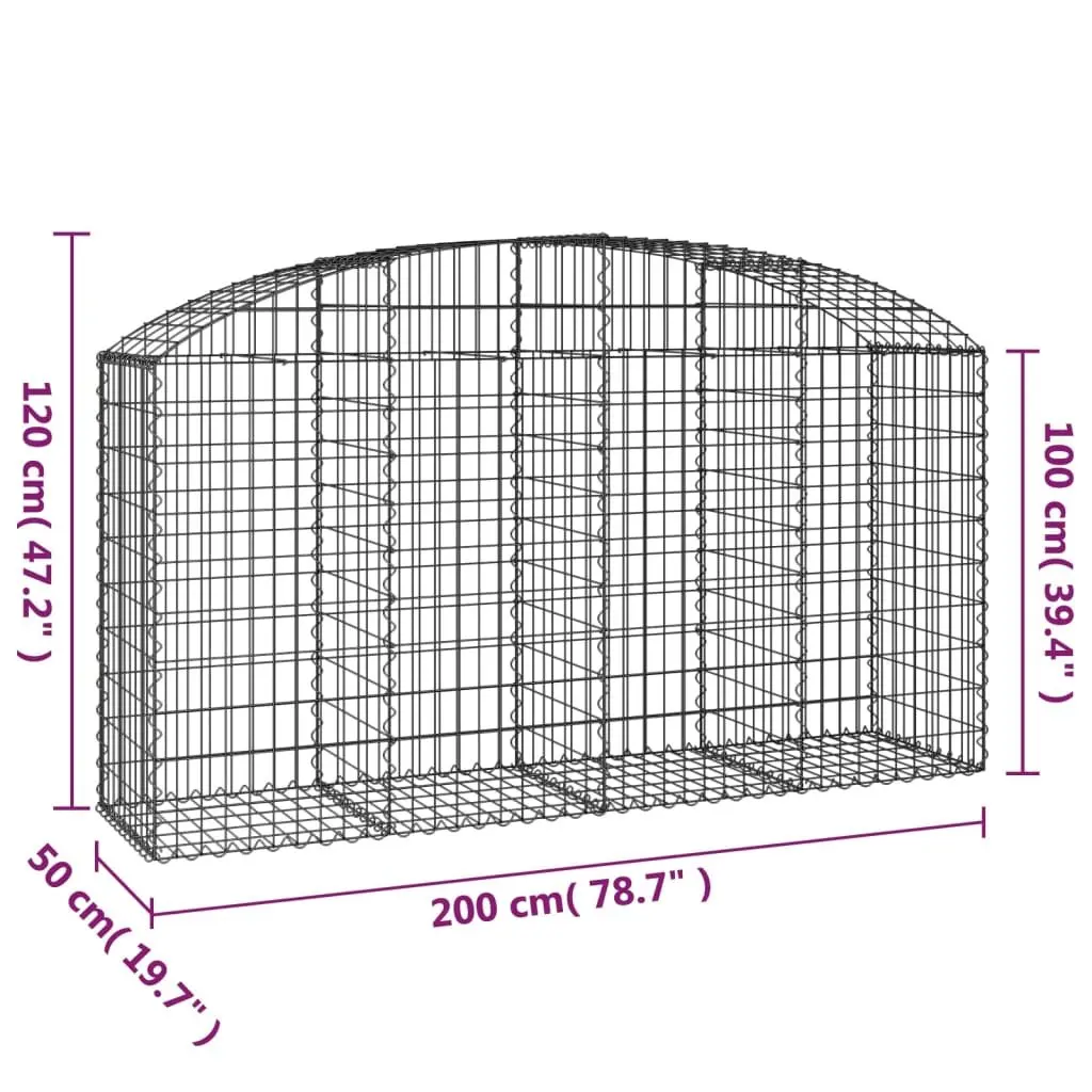 Gabion Basket Garden Barrier Retaining Wall 200x50x100120 cm Silver