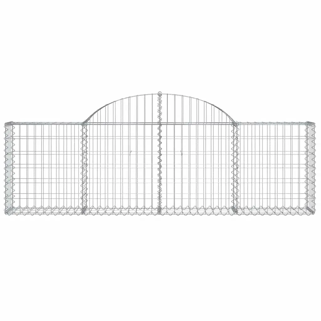 Arched Gabion Basket Garden Barrier Retaining Wall Outdoor Decorative Cage Silver 200 x 30 x 60/80 cm