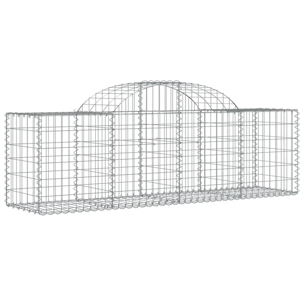 Gabion Basket Arched Decorative Barrier 200x50x60/80 cm Silver