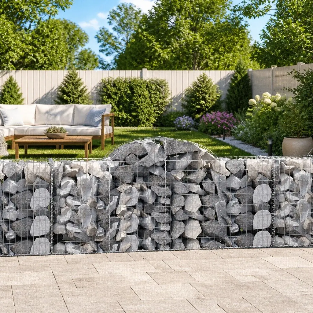 Arched Gabion Basket Garden Barrier 200x50x80/100 cm Silver
