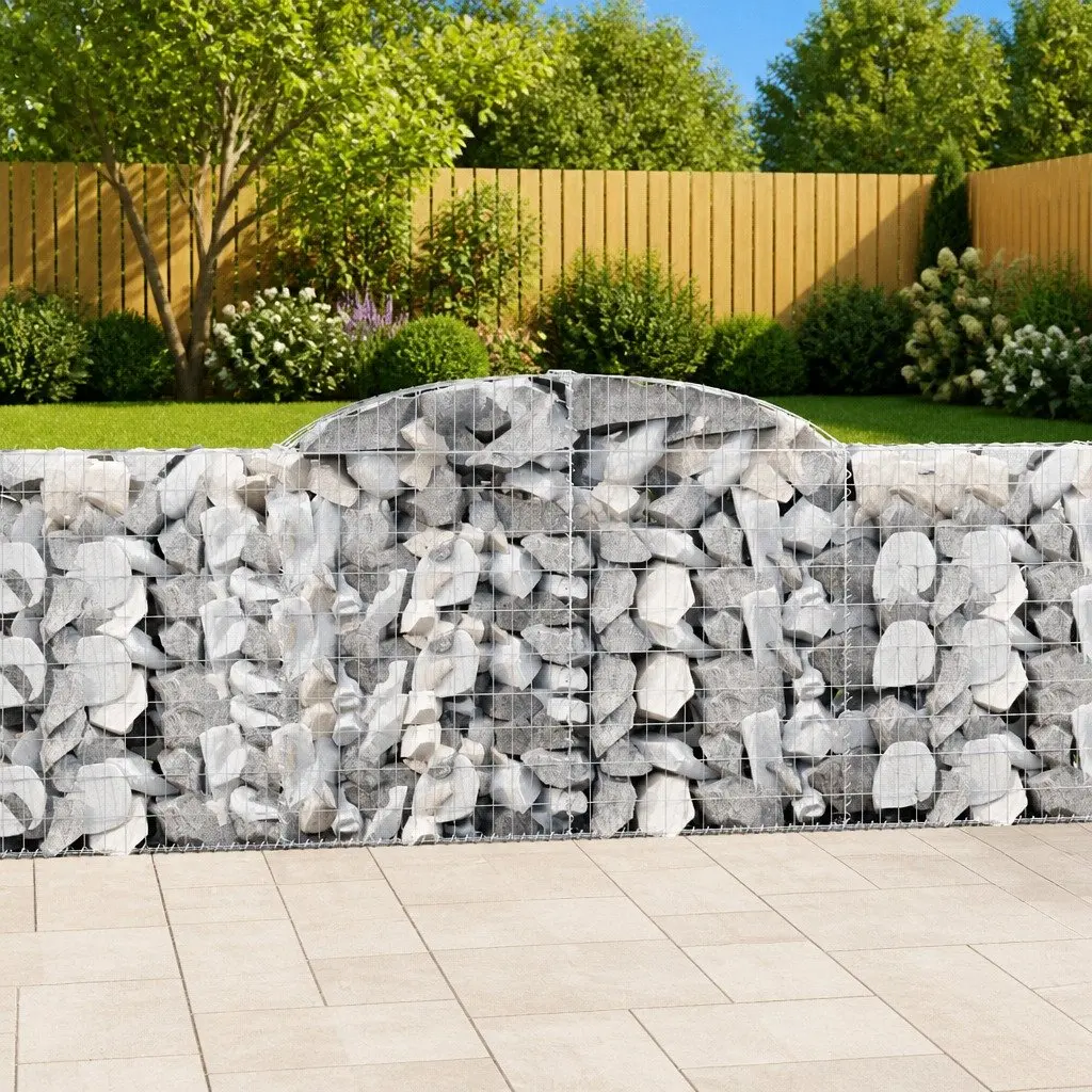 Gabion Basket Garden Barrier 300x30x100120 cm Arched Silver