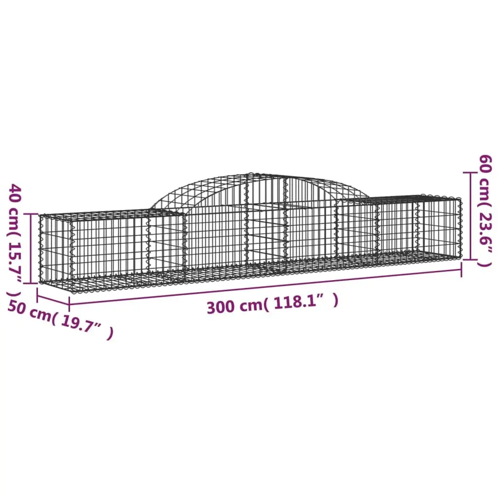 Gabion Basket Garden Barrier Arched Retaining Wall Decorative Silver 300x50x40/60 cm