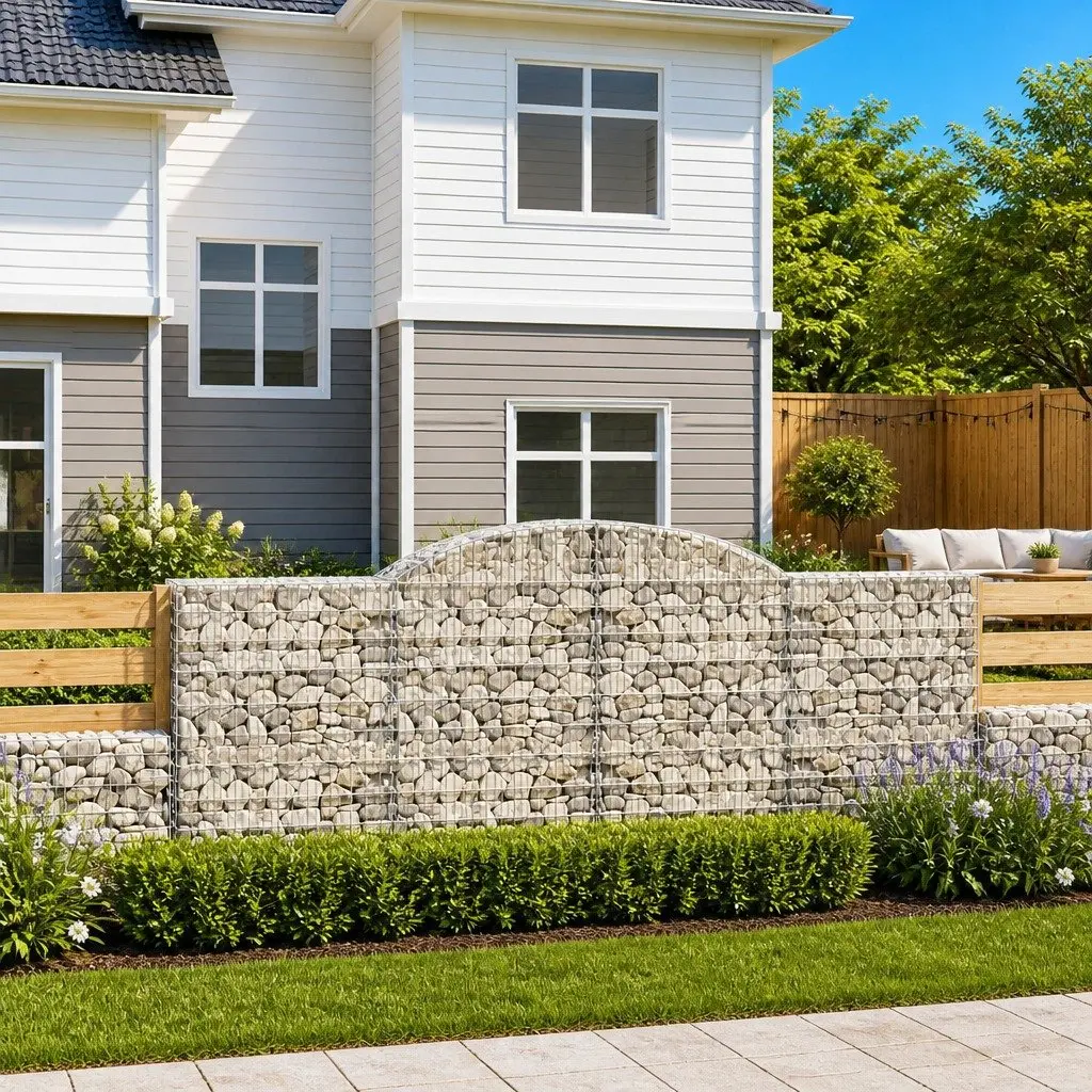 Arched Gabion Basket Galvanised Iron Garden Barrier Retaining Wall Decorative