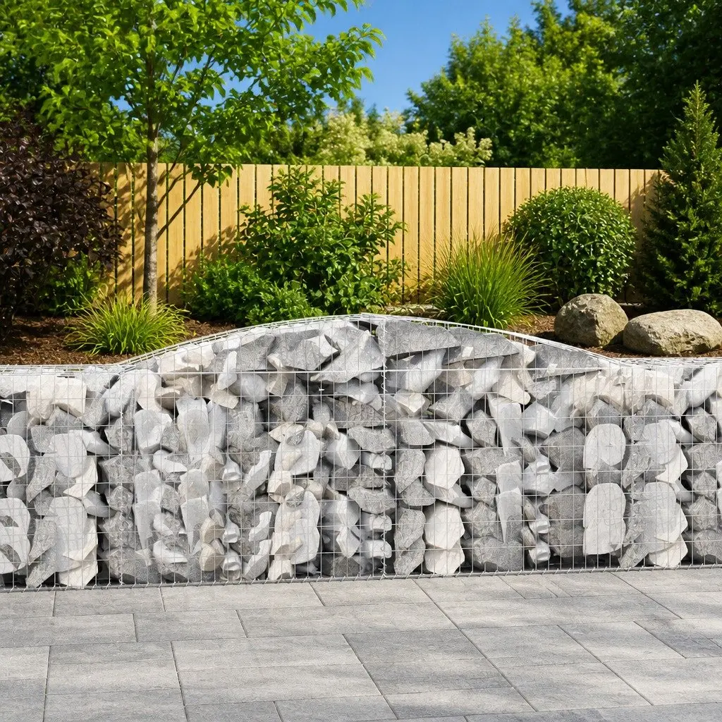 Arched Gabion Basket Garden Barrier Retaining Wall 400x50x80/100 cm Silver