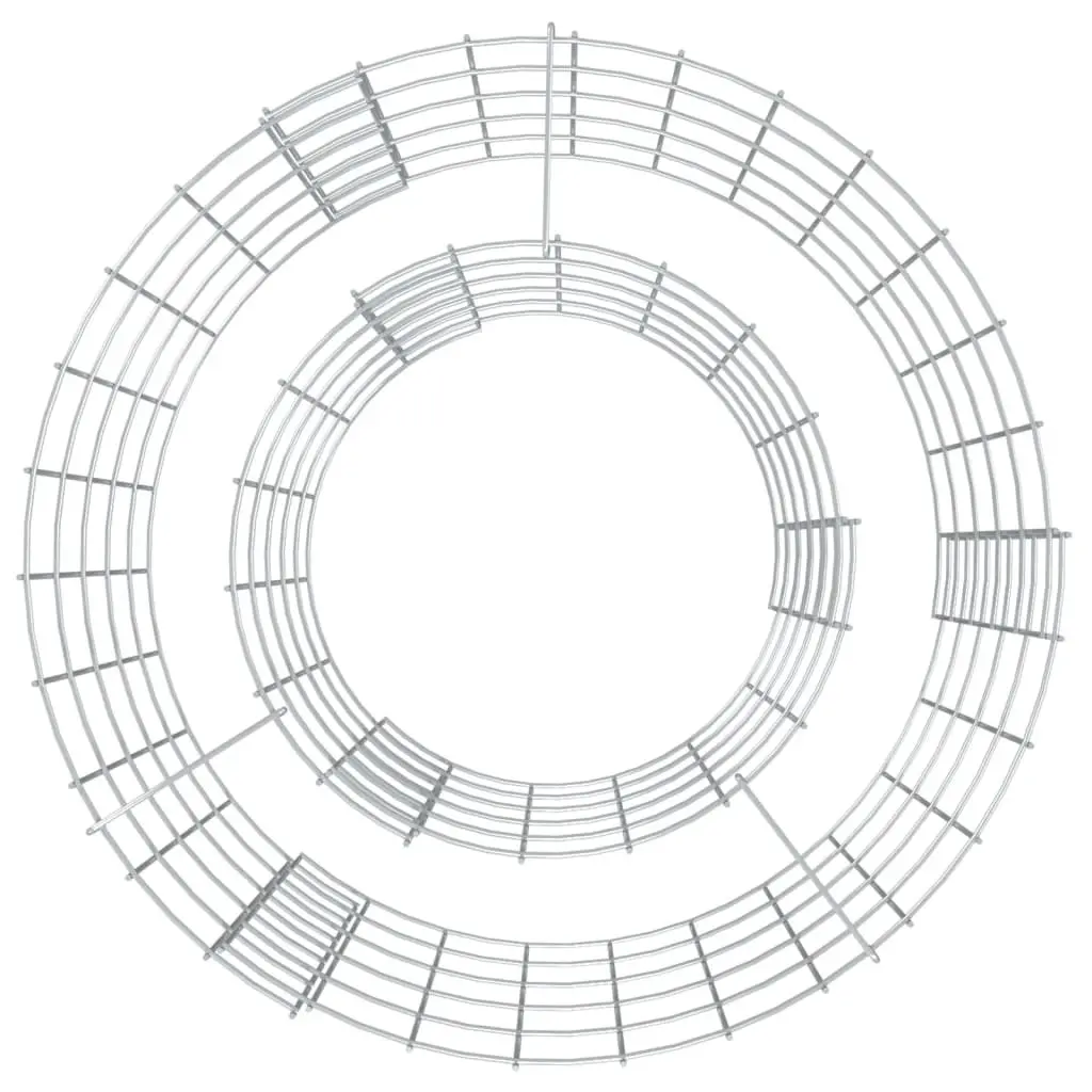 Gabion Fire Pit Round 50cm Outdoor Heating Silver Galvanised Iron Construction