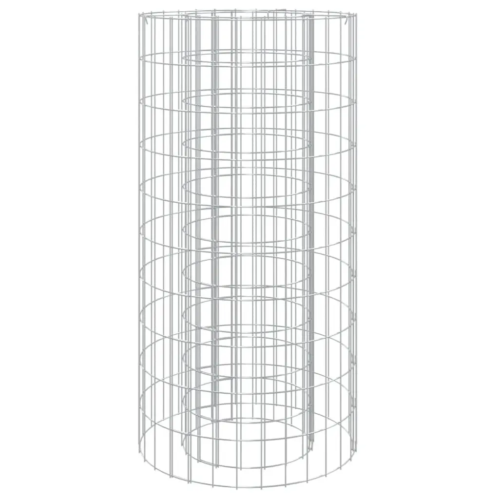 Gabion Fire Pit Outdoor Fireplace Heater 50cm Silver