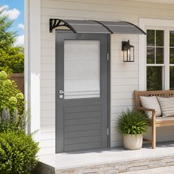 Reliable 150x100cm Black Door Canopy for Weather Protection