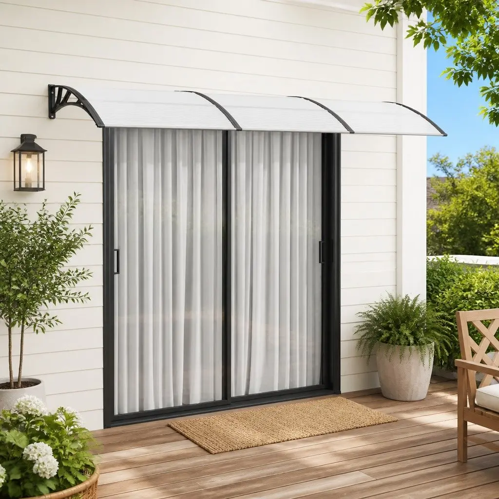 Door Canopy Weather Protection 300x75 cm Black