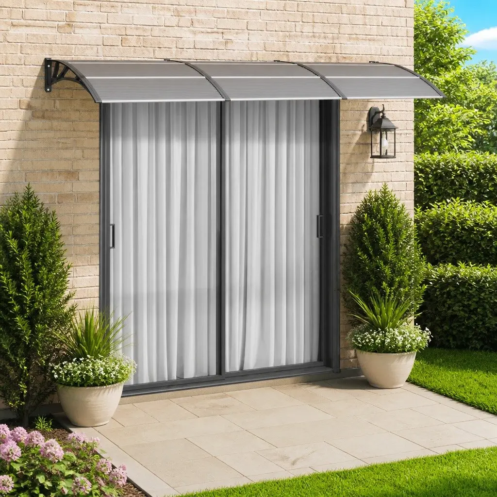 Door Canopy Weather Protection 300x75 cm Black Polycarbonate Awning