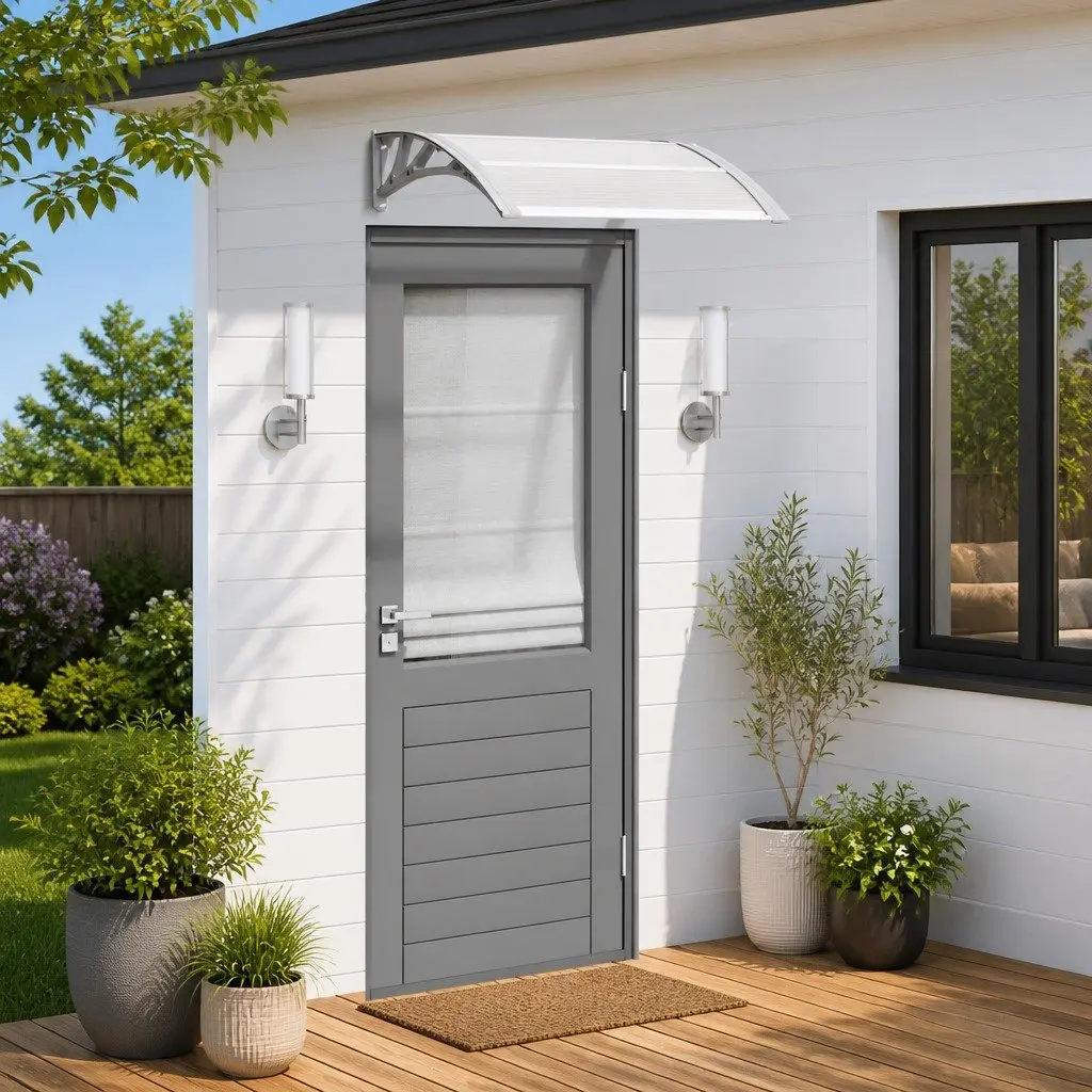 Door Canopy Awning Shelter 80x75 cm Grey Polycarbonate