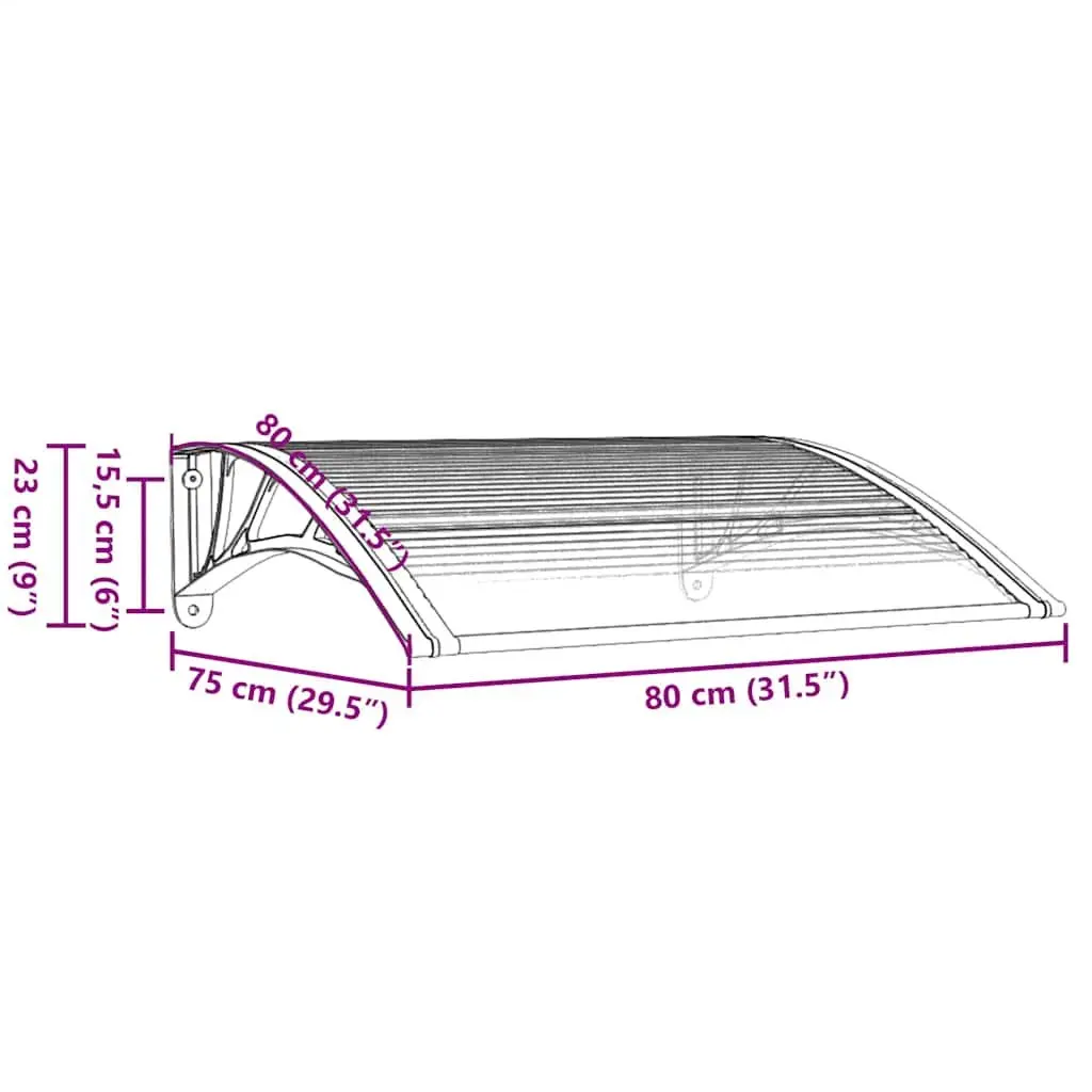 Door Canopy Awning Shelter 80x75 cm Grey Polycarbonate