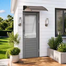 Door Canopy 80x75 cm Black Polycarbonate Awning Porch Entrance Protection