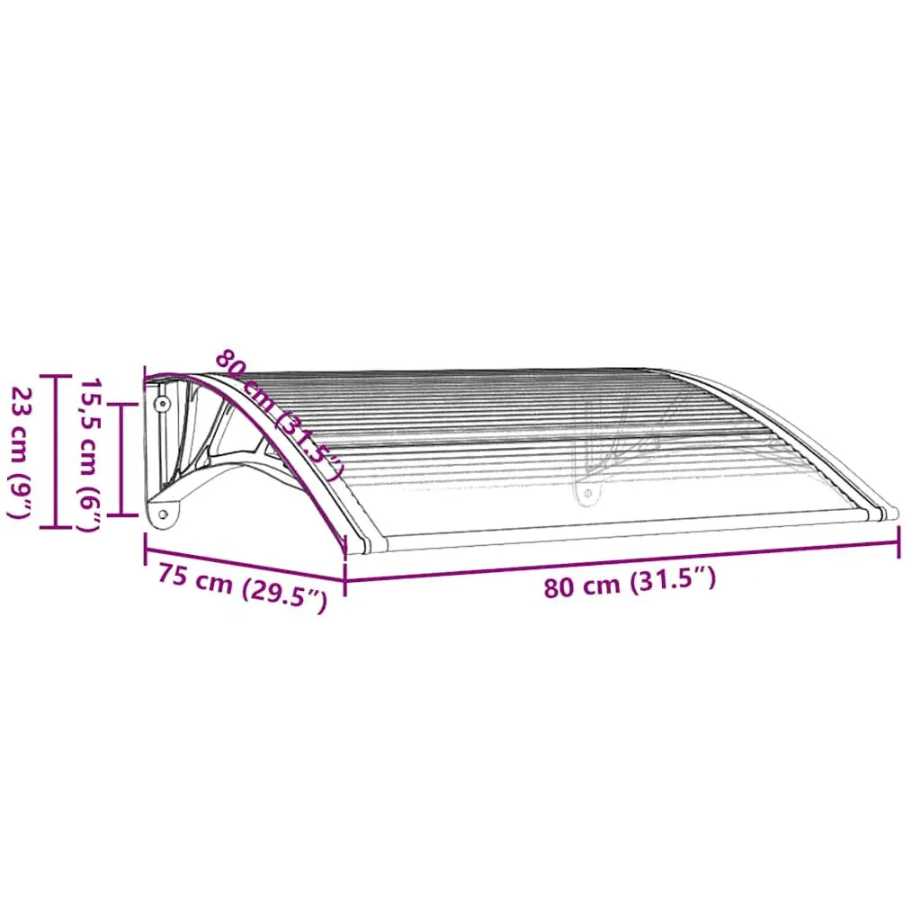 Door Canopy Protection 80x75 cm Black Polycarbonate
