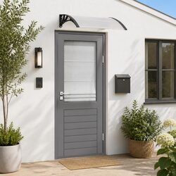 Affordable Black Polycarbonate Door Canopy 100x75cm