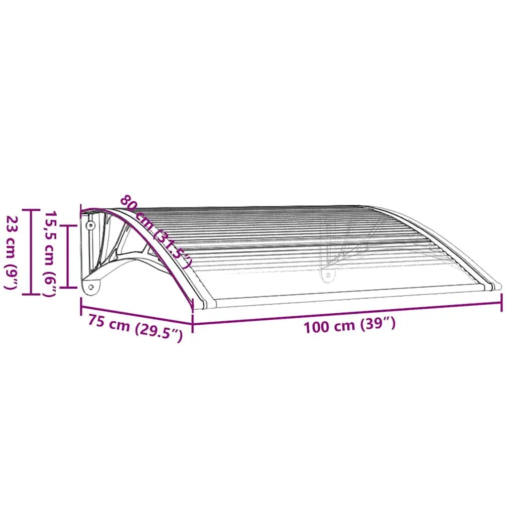 Door Canopy Weather Protection 100x75cm Black Polycarbonate