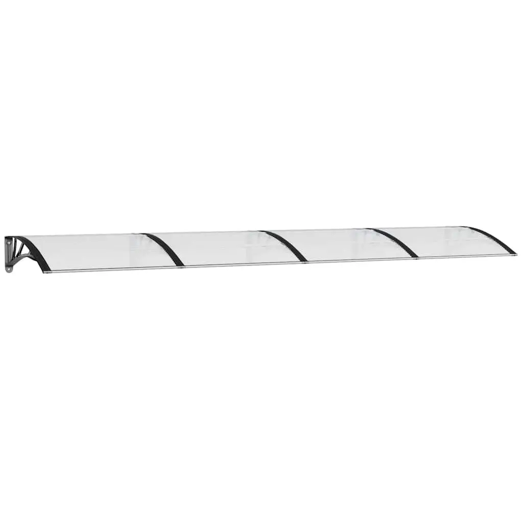 Door Canopy Outdoor Weather Shield 350 x 75 cm Black Transparent Polycarbonate