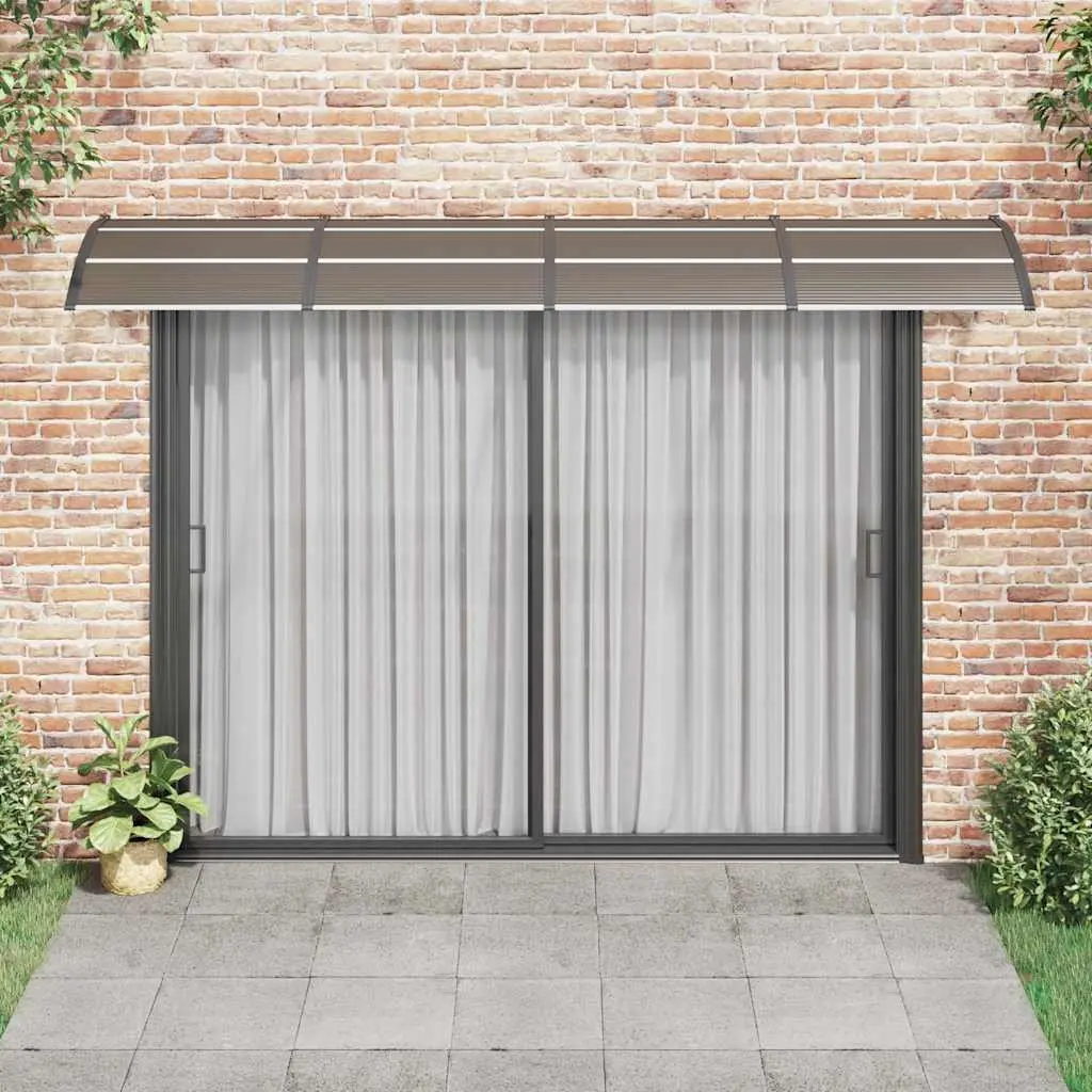 Door Canopy Outdoor Weather Shield 350 x 75 cm Black Transparent Polycarbonate