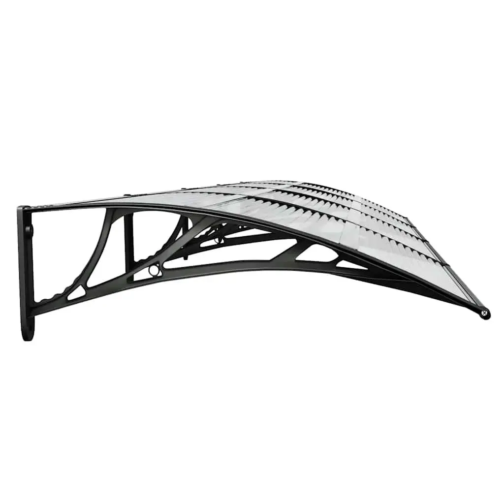 Door Canopy Outdoor Weather Shield 350 x 75 cm Black Transparent Polycarbonate