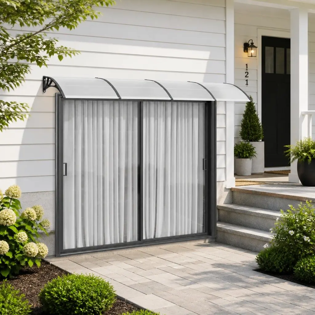 Door Canopy Weather Protection 350x100cm Black Polycarbonate
