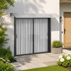 Door Canopy Grey 350x100 cm Polycarbonate Awning Porch Entrance Weather Shield