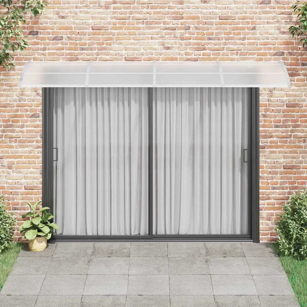 Grey Polycarbonate Awning Door Canopy Weather Shield 350x100 cm Outdoor Entrance Protection