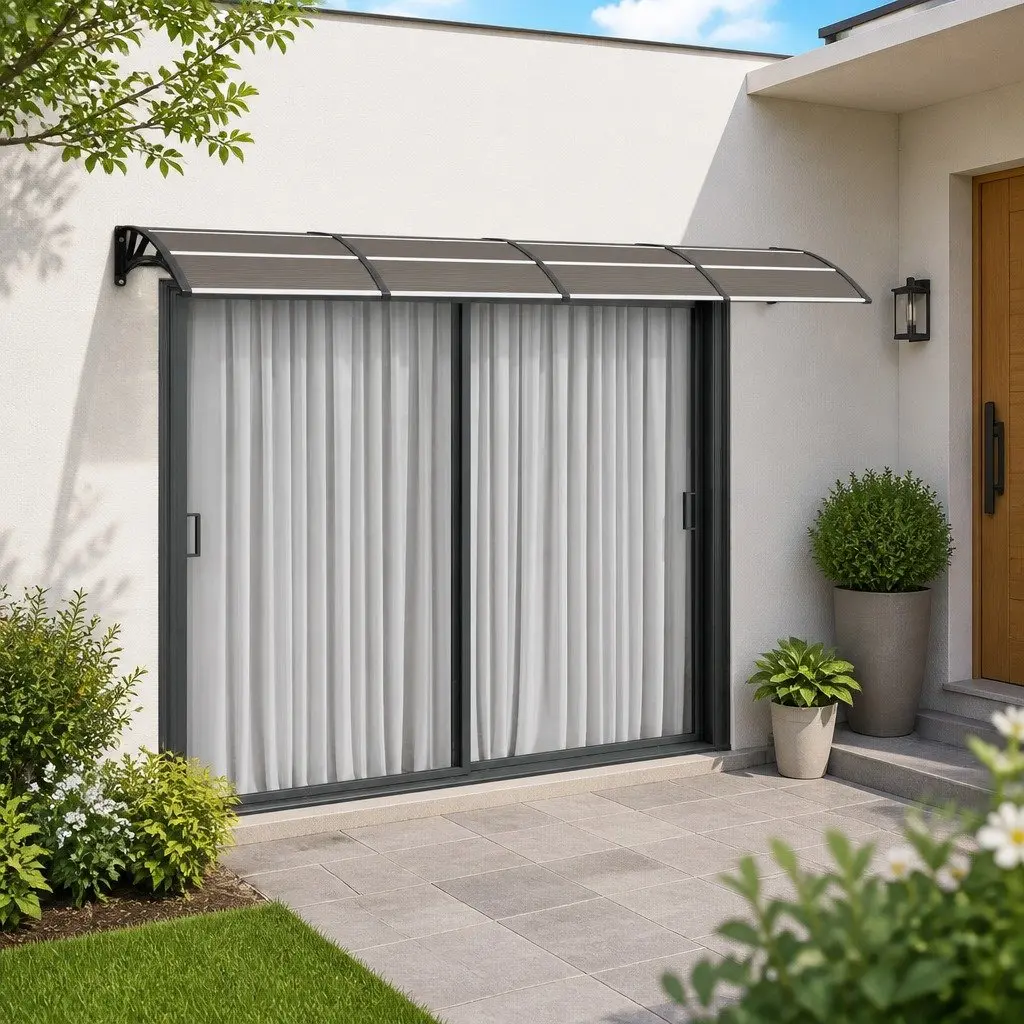 Door Canopy Weather Shield 350x100 cm Polycarbonate Black Awning