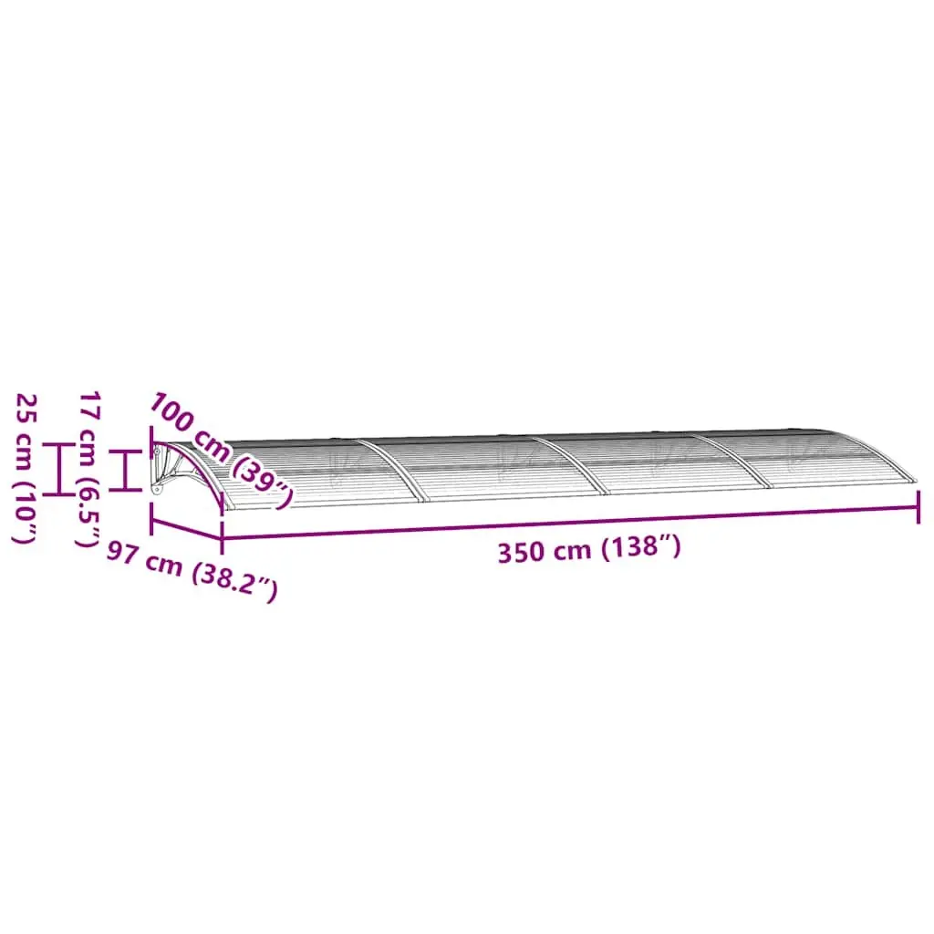 Door Canopy Weather Shield 350x100 cm Polycarbonate Black Awning