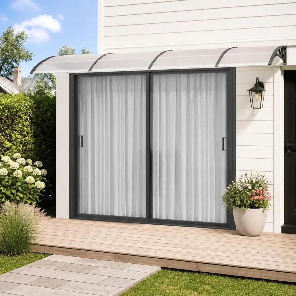 Door Canopy Awning Outdoor Shelter 400x100cm Black Polycarbonate