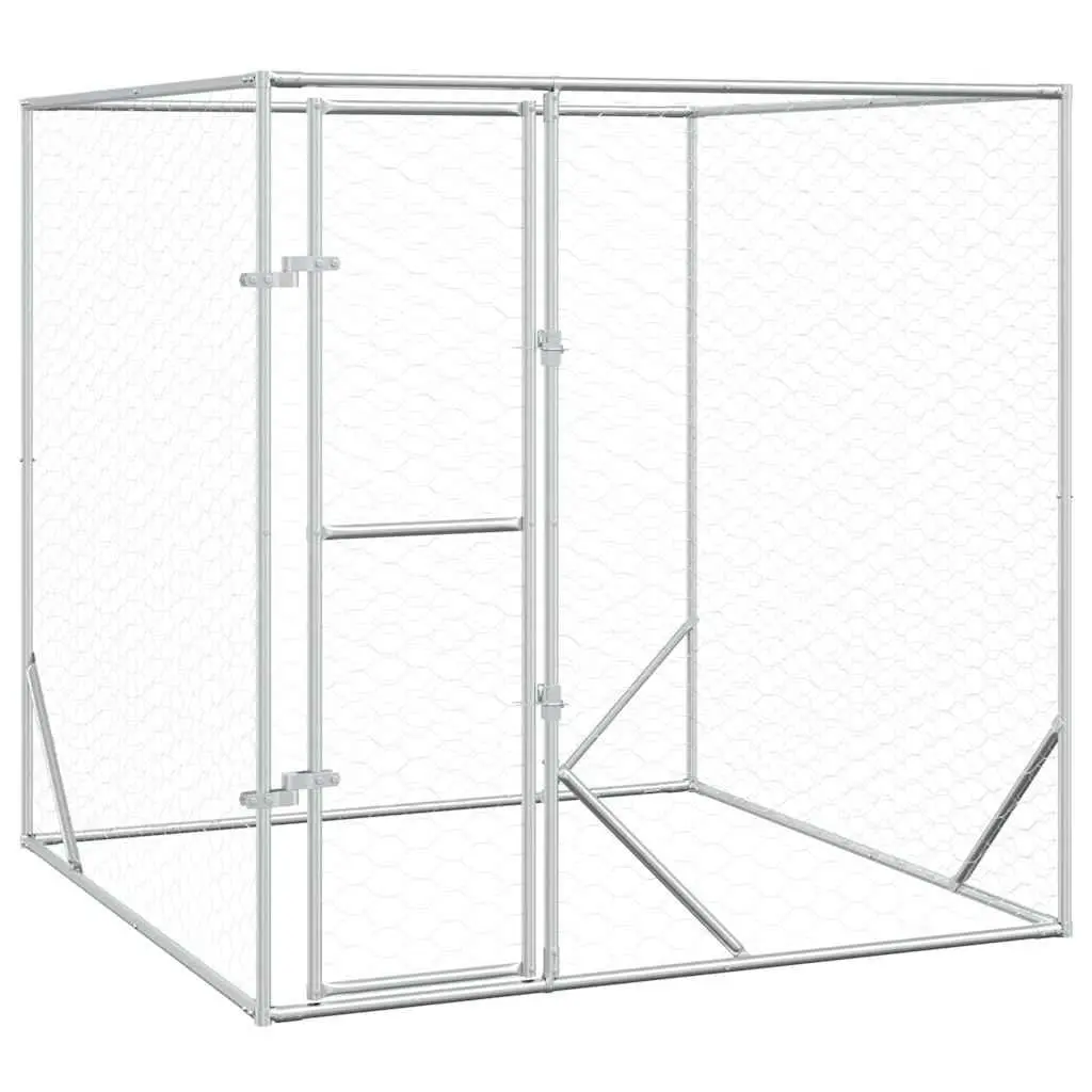 Outdoor Dog Kennel Spacious Enclosure 2x2x2m Silver